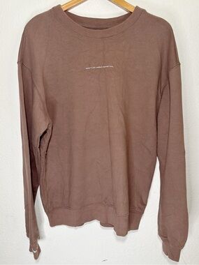 Unlabeled The Brand Cotton Terry Crew Neck Sweatshirt in Brown Size Medium